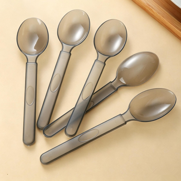 Xandory Disposable Serving Spoons, Party Essentials Disposable Heavy Duty Plastic Serving Utensils , 5-Count 5.5" Spoons, Gray Xandory Disposable Serving Spoons, Party Essentials Disposable Heavy Duty Plastic Serving Utensils , 5-Count 5.5" Spoons, Gray